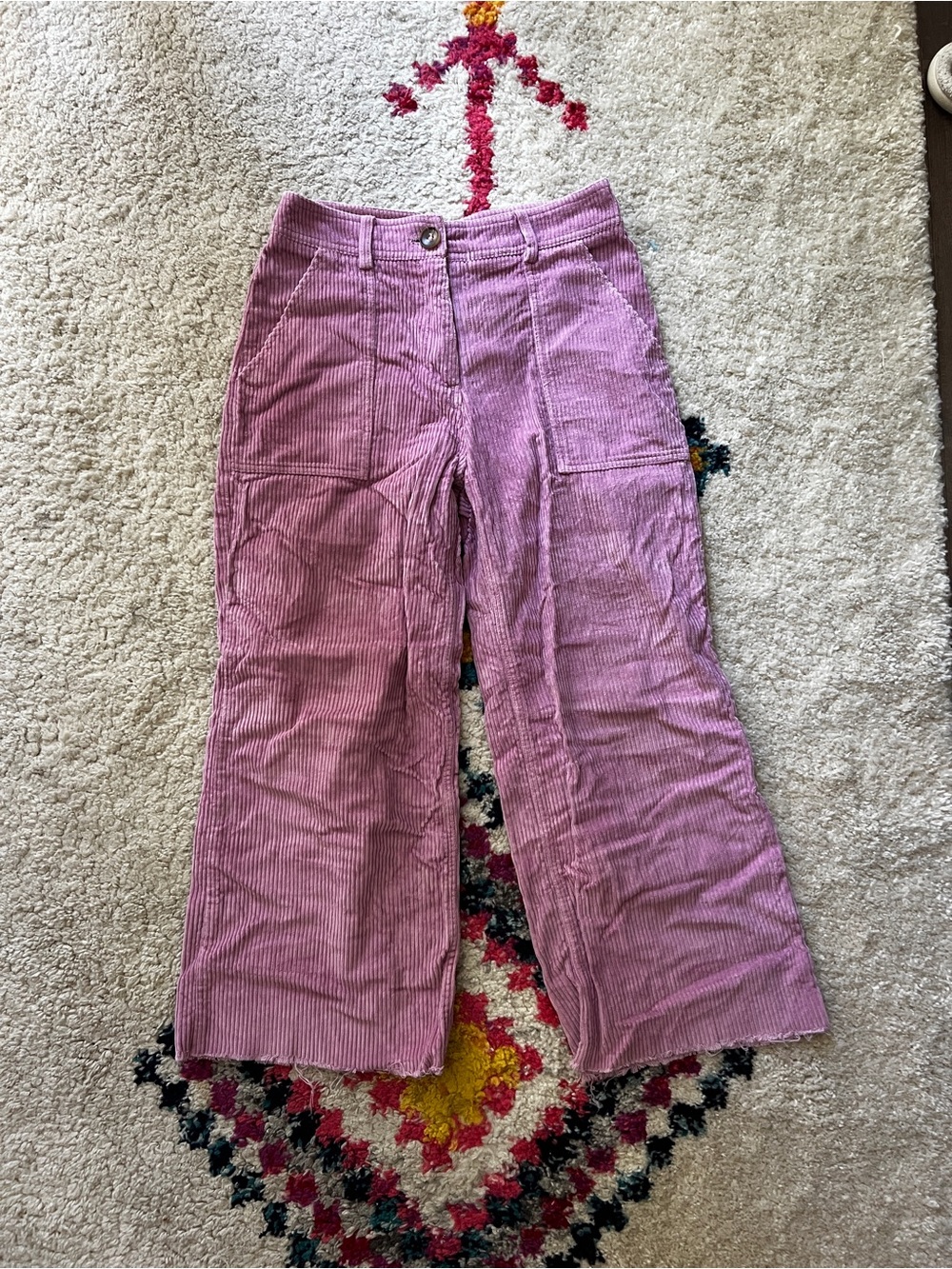 Lilac Pink Corduroy Wide-Leg Pants
